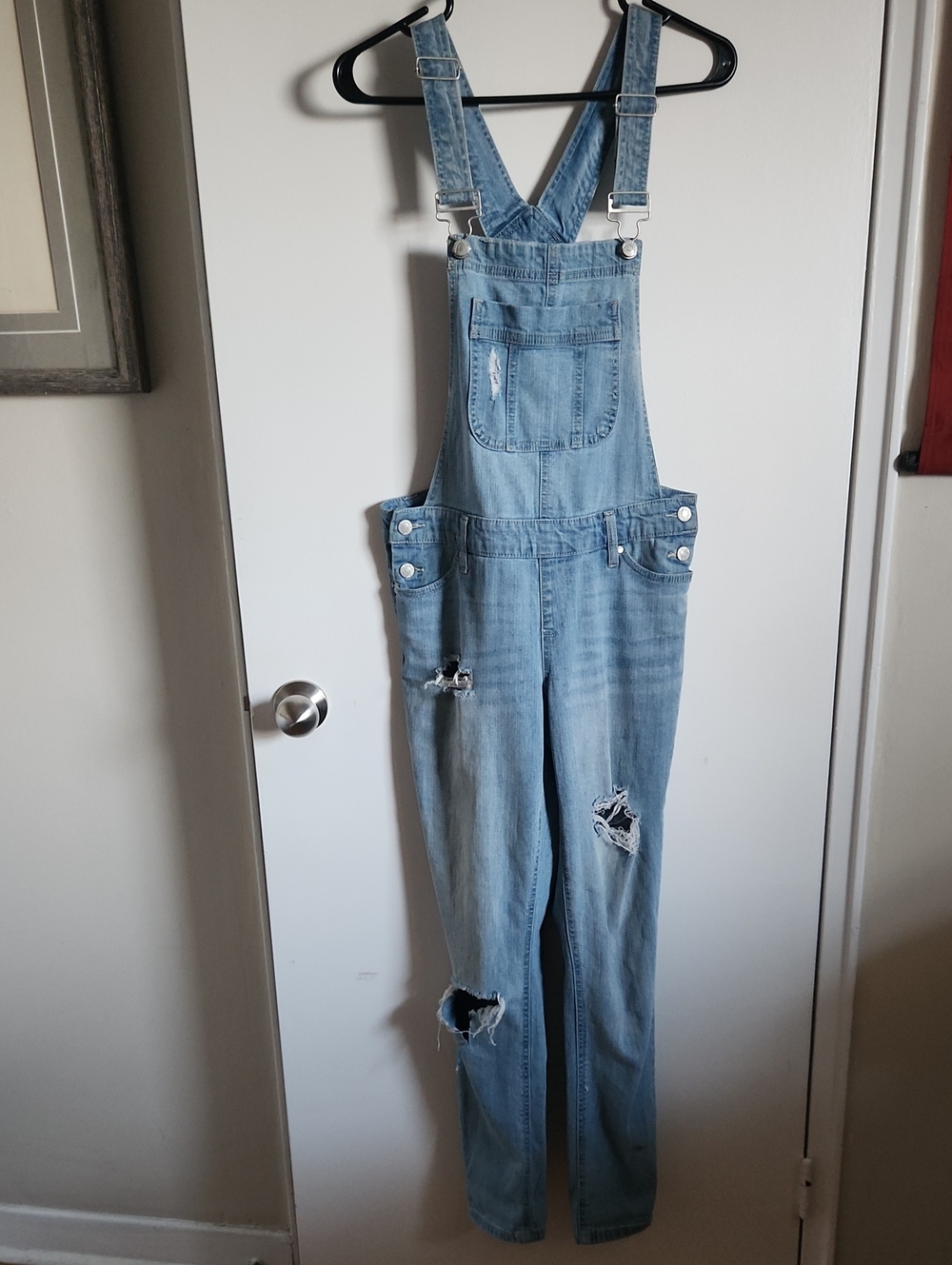 Blue Spice Light Wash Distressed Denim Overalls